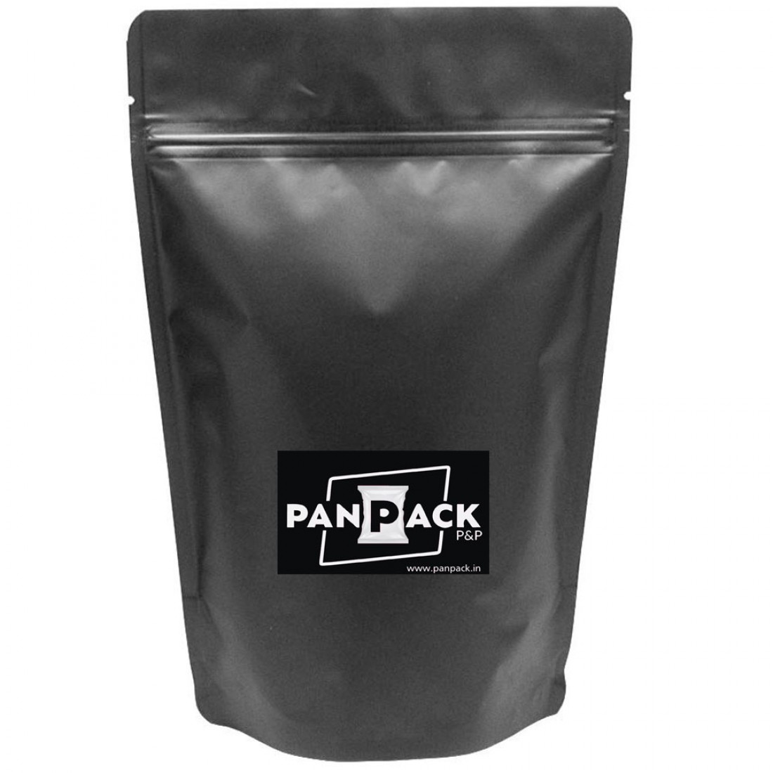 MATT COLORED PLAIN POUCHES STANDY ZIPPER METALLIC Black