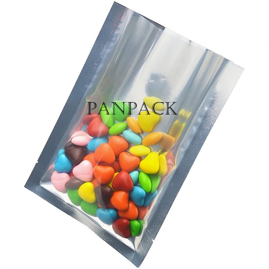 One Side Silver One Side Transparent Three Side Seal Pouches Food Grade
