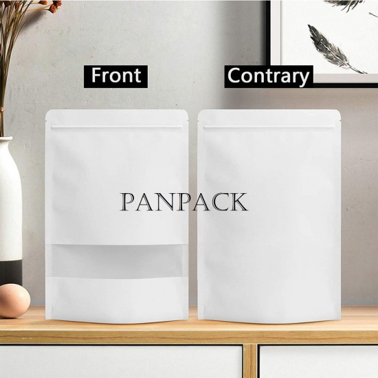 White Standup Zipper Pouch With Window