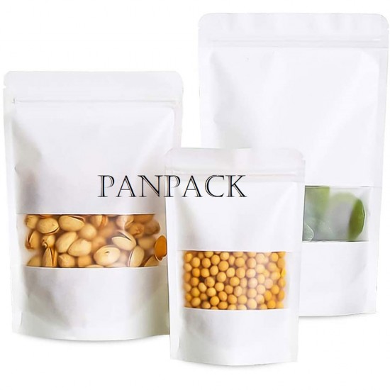 White Standup Zipper Pouch With Window