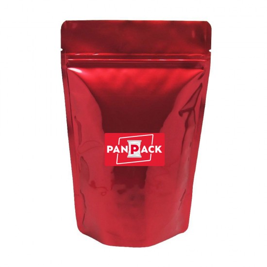 GLOSSY COLORED PLAIN POUCHES STANDY ZIPPER RED