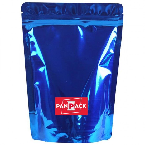 GLOSSY COLORED PLAIN POUCHES STANDY ZIPPER METALLIC BLUE GLOSSY COLORED PLAIN POUCHES STANDY ZIPPER METALLIC BLUE
