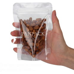 PLAIN TRANSPARENT STAND UP POUCHES WITH ZIPPER